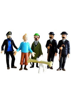 Trunkin Trunkin The Adventures of Tintin 6 Pieces 3 Inch Figurines Tin Tin Snowy Captain Handdock Dr Calculus Thomson Brothers Statue Figure  - Image 1