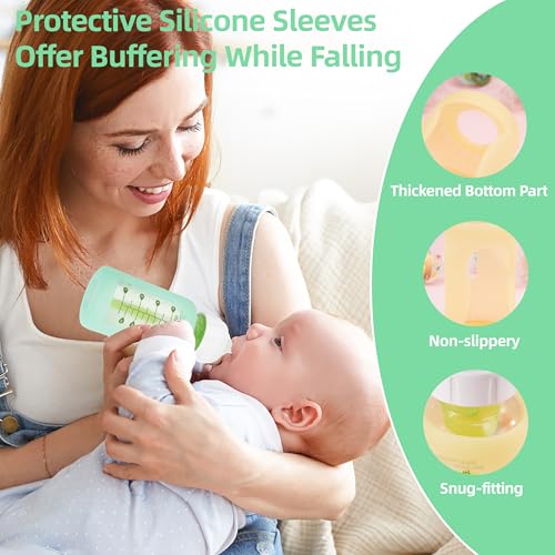 PUREKRA 4PCS Silicone Baby Bottle Sleeves for Dr. Brown Bottles 4 oz, Silicone Bottle Covers Replacement for Dr. Brown Glass Bottles, Narrow Sleeve with a Cutout, Dishwasher/Freezer/Microwave Safe - Image 5