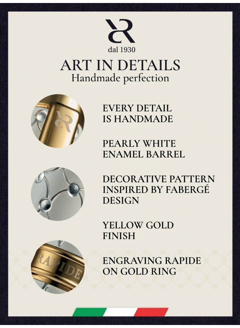 أنكورا مجموعة أنكورا رابيد فابر "الذهب الأصفر" – قلم جاف فاخر مستوحى من روائع فابرجيه – مصنوع يدويًا في إيطاليا (فابر "الذهب الأصفر – أبيض") - Image 3