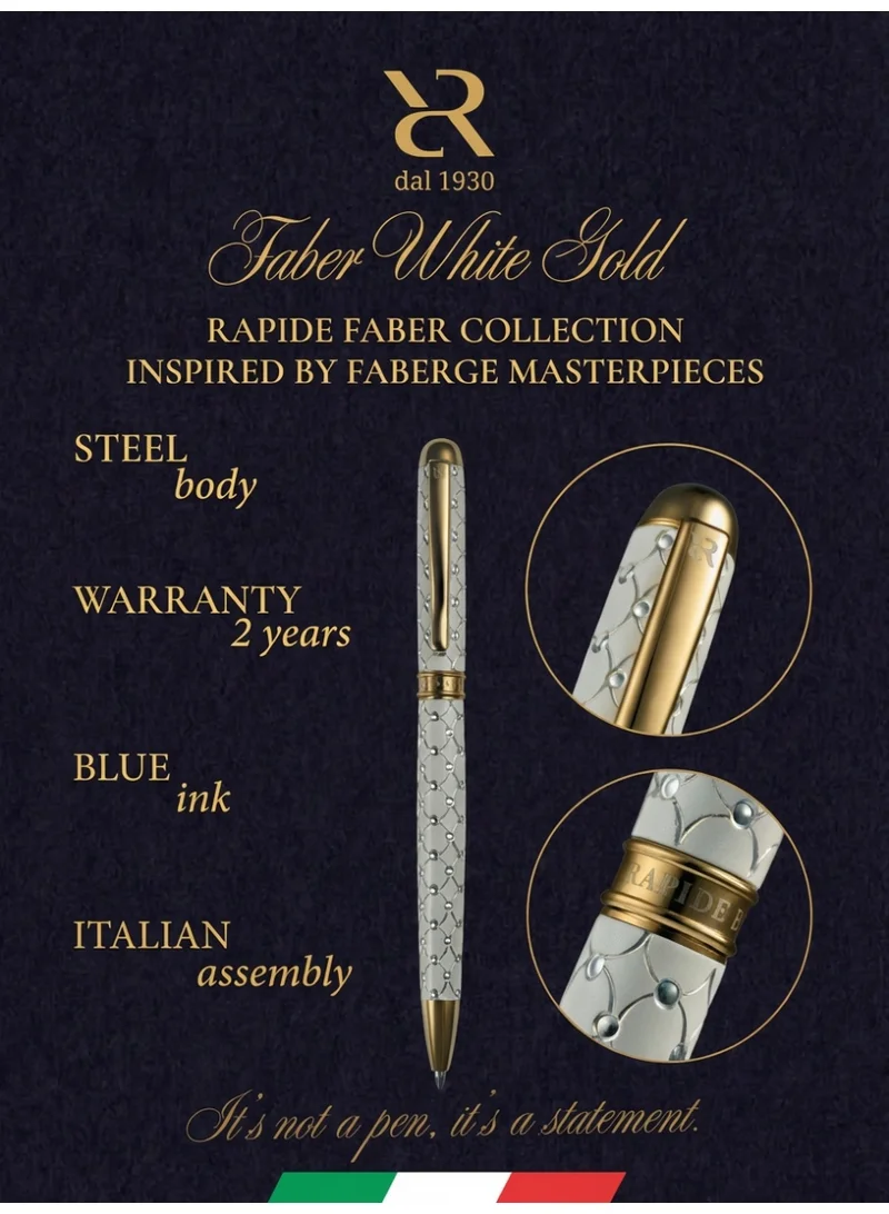 Ancora Ancora Rapide Faber “Yellow Gold” Collection – Luxury Ballpoint Pen Inspired by Fabergé Masterpieces – Handcrafted in Italy (Faber “Yellow Gold” – White)