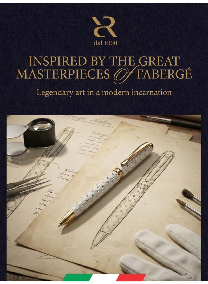 أنكورا مجموعة أنكورا رابيد فابر "الذهب الأصفر" – قلم جاف فاخر مستوحى من روائع فابرجيه – مصنوع يدويًا في إيطاليا (فابر "الذهب الأصفر – أبيض") - Image 5