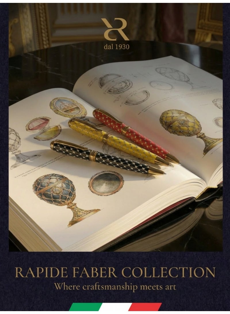 أنكورا مجموعة أنكورا رابيد فابر "الذهب الأصفر" – قلم جاف فاخر مستوحى من روائع فابرجيه – مصنوع يدويًا في إيطاليا (فابر "الذهب الأصفر – أبيض") - Image 4