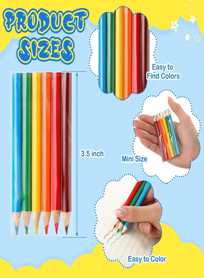 Cholemy 200 Sets Mini Colored Pencils 3.5 Inch Portable Short Color Pencil Bulk Coloring Pencils Pre Sharpened Drawing Colored Pencil for Painting Gift 6 Color - Image 2