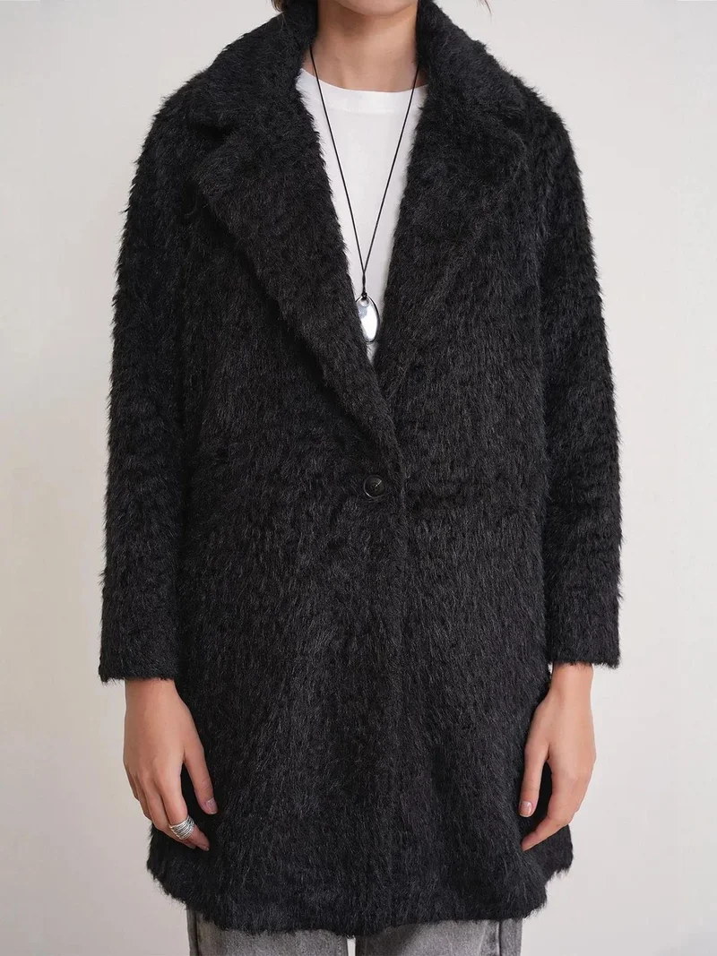 MixRay Mixray Textured Long Coat with Jacket Collar