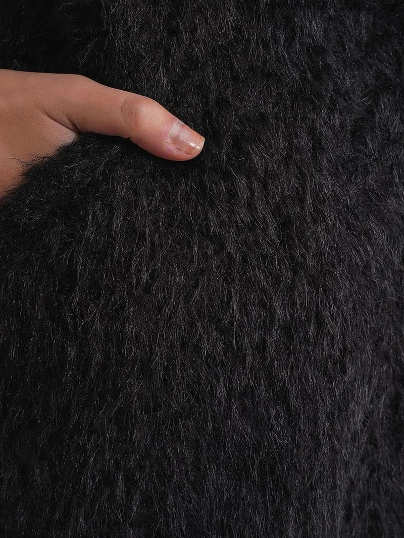 MixRay Mixray Textured Long Coat with Jacket Collar