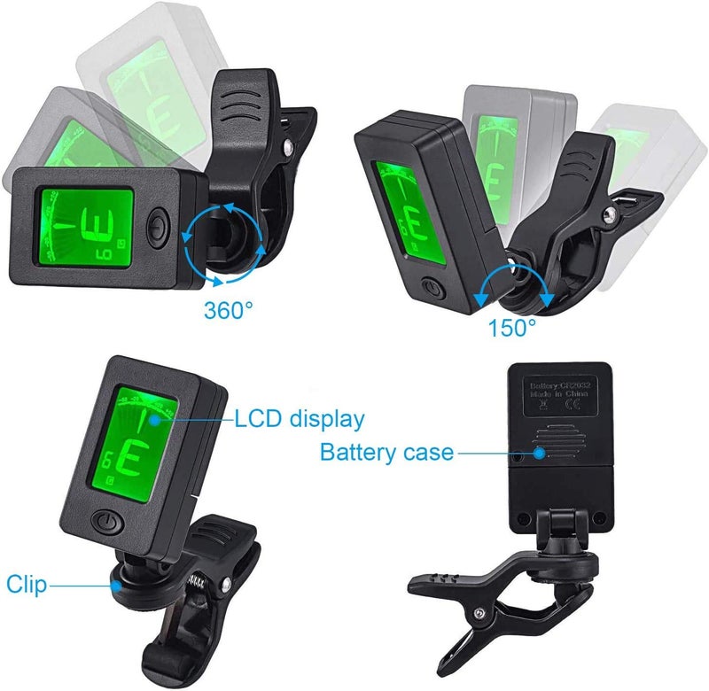 BLUEBERRY RBT02 Guitar Tuner Clip-On Tuner Digital Electronic Tuner Acoustic with LCD Display for Guitar, Bass, Violin, Ukulele - Image 4