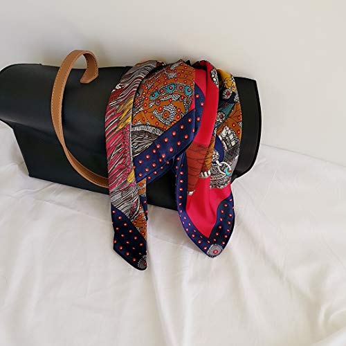 FONYVE Silk Feeling Scarf Medium Square Satin Head Wrap for Women 27.5 inches - Image 5