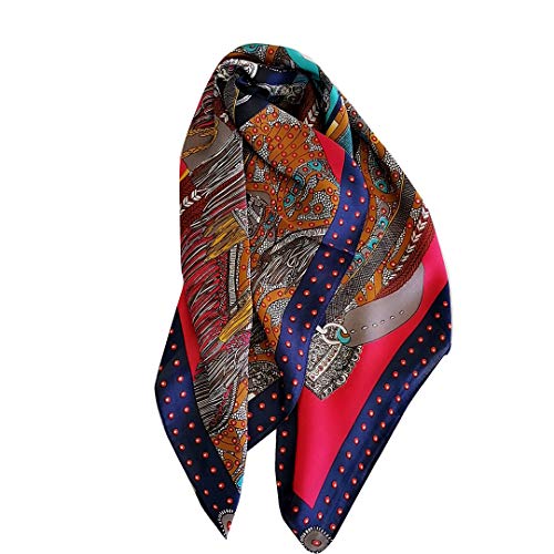FONYVE Silk Feeling Scarf Medium Square Satin Head Wrap for Women 27.5 inches - Image 4