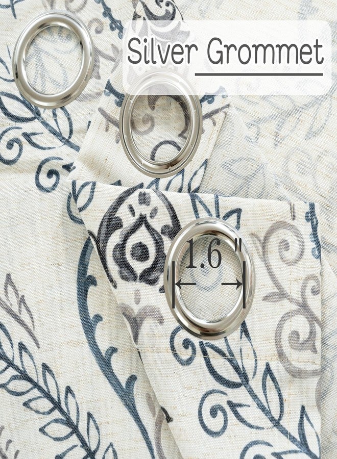 LAMIT Vintage Damask Pattern Linen Curtains, Blue Curtains 84 Inch Length, Grommet Light Filtering Curtains Floral Boho Living Room Drapes for Bedroom/Farmhouse, 52 x 84 Inch, 2 Panels, Greyish Blue - Image 4