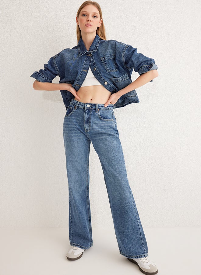 trendyol Blue High Waist Wide Leg Jeans Twoss25Je00068 - Image 1