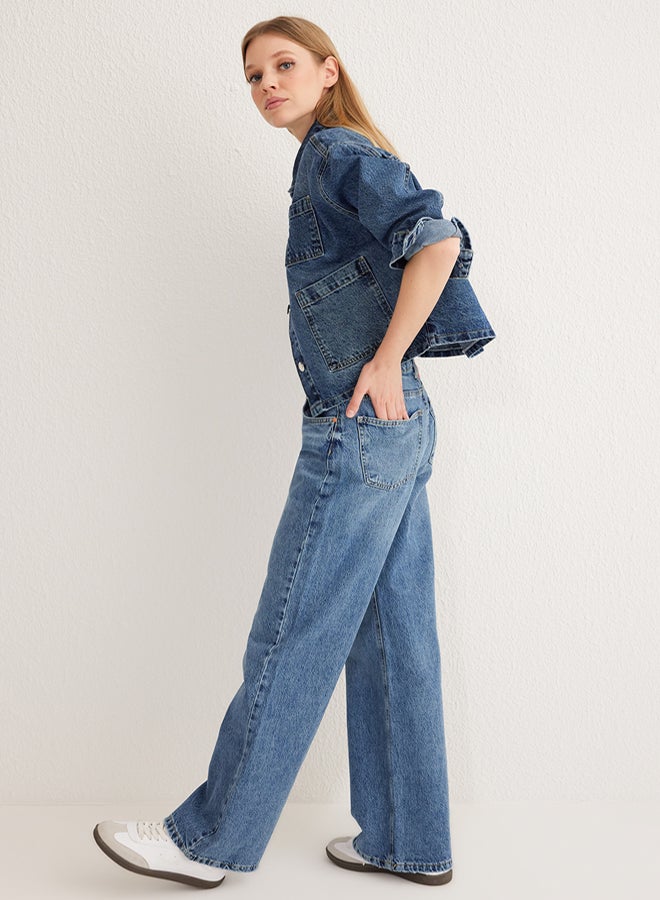 trendyol Blue High Waist Wide Leg Jeans Twoss25Je00068 - Image 2