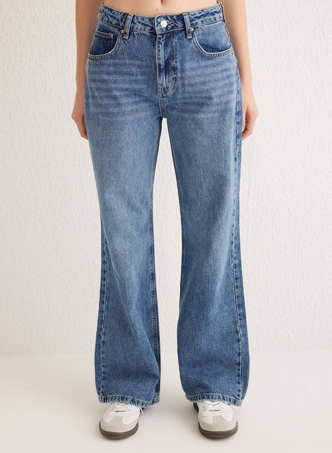 trendyol Blue High Waist Wide Leg Jeans Twoss25Je00068 - Image 3