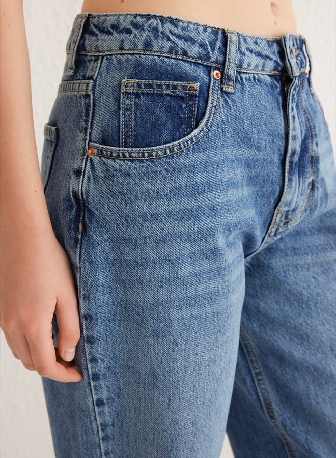trendyol Blue High Waist Wide Leg Jeans Twoss25Je00068 - Image 4