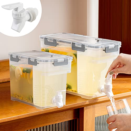 Lingerlanden Cold Kettle with Faucet, 3.5L&6L Refrigerator Juice Water Pitcher, Home Plastic Beverage Dispenser, Filter Drink Container for Home, Kitchen, Camping, Party(2 Pack) - Image 1