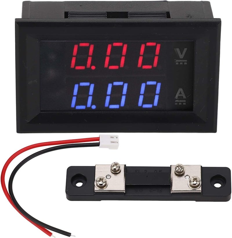 Digital Ammeter Voltmeter, Multimeter Display Voltage Current Tester LED Amperage Monitor Gauge DC 0‑100V Detector Voltage Current Meter Panel Amp Volt Gauge(50A Meter + Shunt) - Image 1