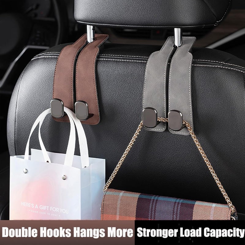 ColisPar Car Headrest Hooks for Purses and Bags, Double Flexible Leather Hooks Car Accessories Interior for Women Men, 2 in 1 Back Seat Hook Car Organizer and Storage Car Essentials Organization Car Must Haves - Image 3