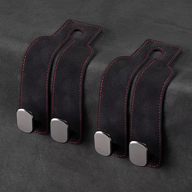ColisPar Car Headrest Hooks for Purses and Bags, Double Flexible Leather Hooks Car Accessories Interior for Women Men, 2 in 1 Back Seat Hook Car Organizer and Storage Car Essentials Organization Car Must Haves - Image 1