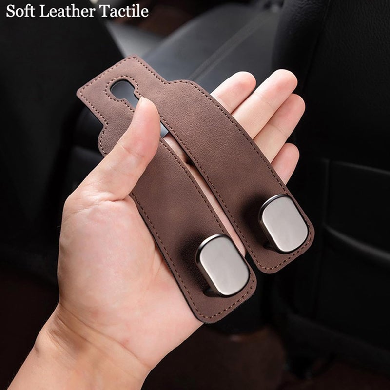 ColisPar Car Headrest Hooks for Purses and Bags, Double Flexible Leather Hooks Car Accessories Interior for Women Men, 2 in 1 Back Seat Hook Car Organizer and Storage Car Essentials Organization Car Must Haves - Image 4