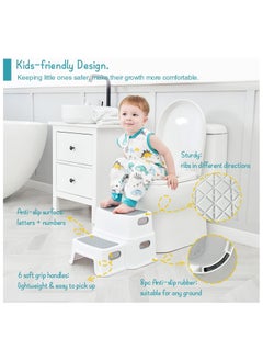 NNEWVANTE Toddler Step Stool for Bathroom Sink, 2 Step Stool for Kids Toilet Potty Training, Non-Slip Toddlers Baby Child Kid Plastic Poop Stools with Handle for Kitchen Counter Bed (Grey)  - Image 3