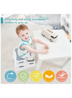 NNEWVANTE Toddler Step Stool for Bathroom Sink, 2 Step Stool for Kids Toilet Potty Training, Non-Slip Toddlers Baby Child Kid Plastic Poop Stools with Handle for Kitchen Counter Bed (Grey)  - Image 4