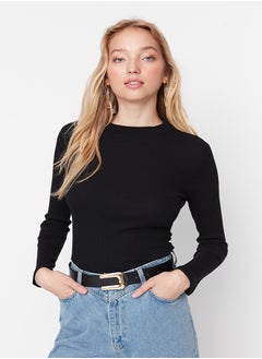 trendyol Black Slim Snap Snap High Neck Ribbed Flexible Knitted Body TWOAW20BD0011  - Image 2