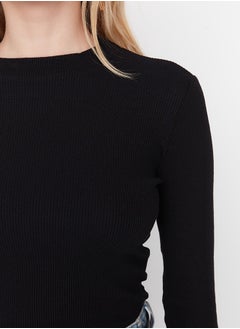 trendyol Black Slim Snap Snap High Neck Ribbed Flexible Knitted Body TWOAW20BD0011  - Image 4