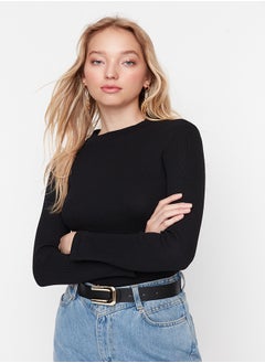 trendyol Black Slim Snap Snap High Neck Ribbed Flexible Knitted Body TWOAW20BD0011  - Image 3