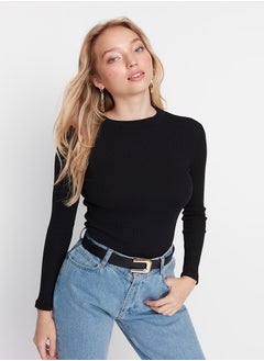trendyol Black Slim Snap Snap High Neck Ribbed Flexible Knitted Body TWOAW20BD0011  - Image 1