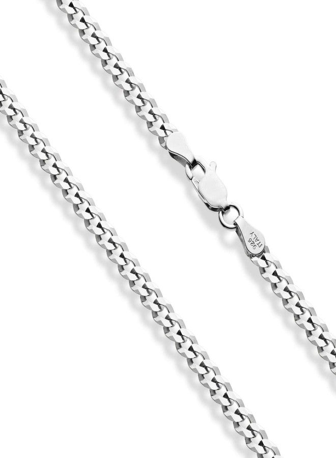 Miabella Solid 925 Sterling Silver Italian 3.5mm Diamond Cut Cuban Link Curb Chain Anklet for Women, Made in Italy (sterling silver, Length 10 Inches) - Image 2