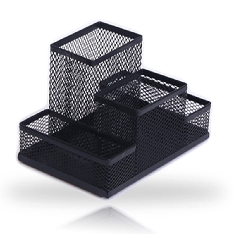 koofull Desk Organizer Desktop Mesh Pen Pencil Holder Caddy with 4 Compartments Office Home School Classroom Accessories Cool Supplies