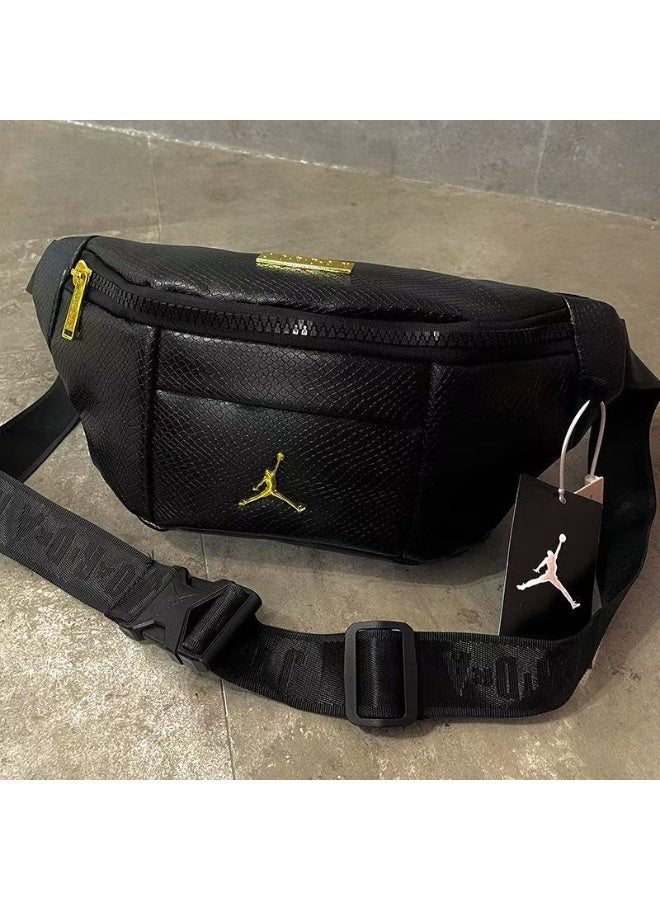 Air Jordan Camping bag, black snake skin pattern, unisex casual sports waist bag - Image 1