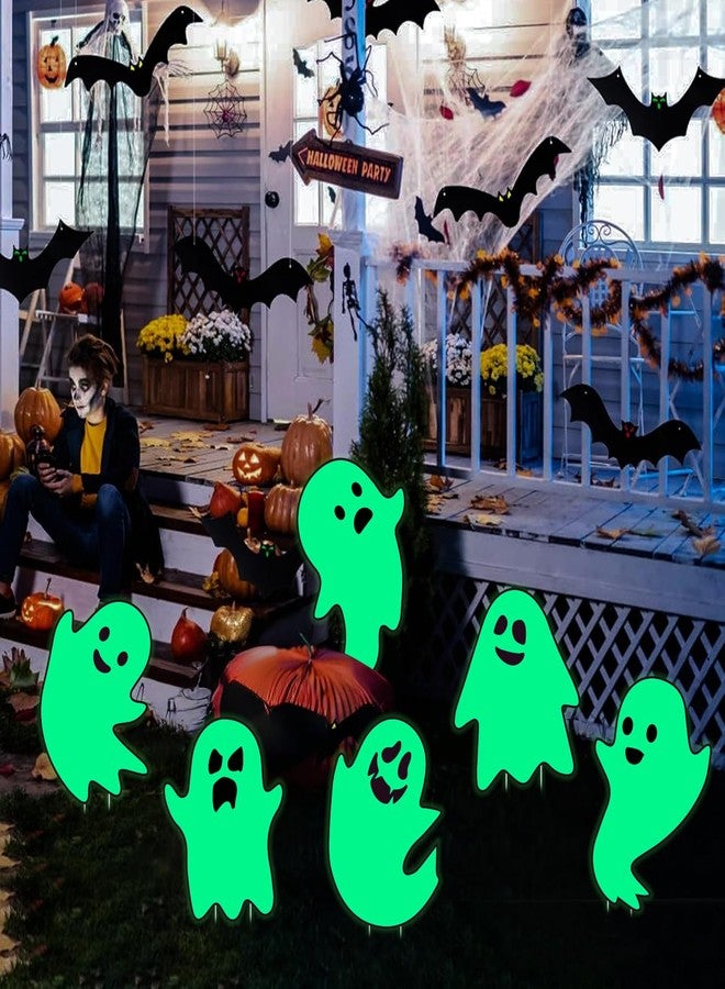 CiniQy 6Pcs Halloween Ghost Yard Stakes Glow in The Dark, 17"x12" Large Light Up Scary Ghost Decorations for Outdoor Lawn, Porch, Cemetery and Indoor Haunted House Displays, Waterproof and Easy Setup - Image 2