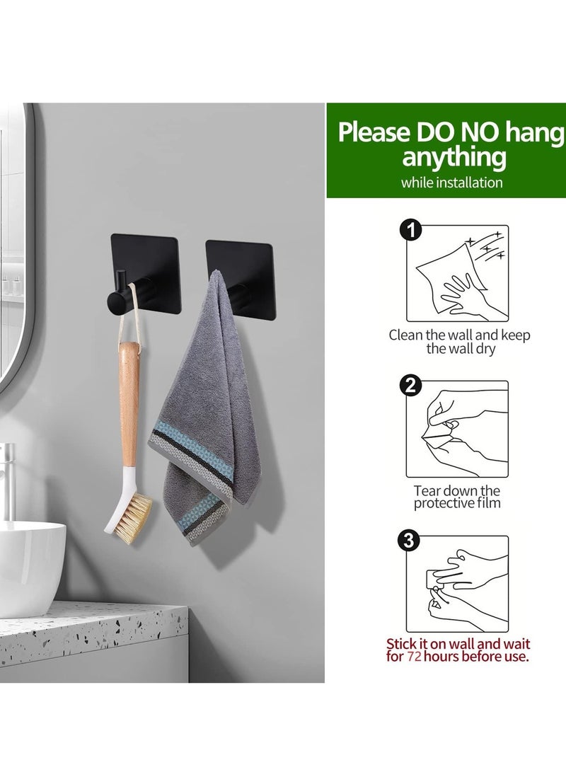 Bathroom Hardware Set, Matte Black Stainless Steel Bathroom Hardware Set, Including 16" Hand Towel Bar, Toilet Paper Holder, Robe Towel Hooks, Round Wall Mounted Set Bathroom Accessories Kit - Image 5