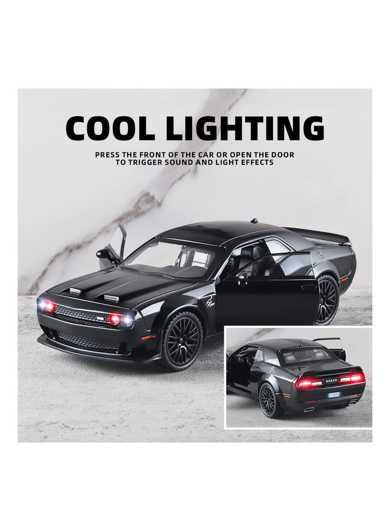 SYOSI Dodge Challenger Toy Hellcat Toy Car for 1: 32 Scale, Realistic Model Car Die Cast Hellcat Pull Back Car with Sound and Light Die-Cast Metal Car Diecast Muscle Car for Office Desk Decor - Image 2
