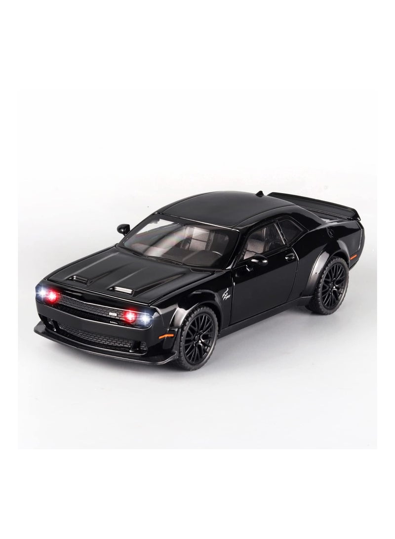 SYOSI Dodge Challenger Toy Hellcat Toy Car for 1: 32 Scale, Realistic Model Car Die Cast Hellcat Pull Back Car with Sound and Light Die-Cast Metal Car Diecast Muscle Car for Office Desk Decor - Image 1