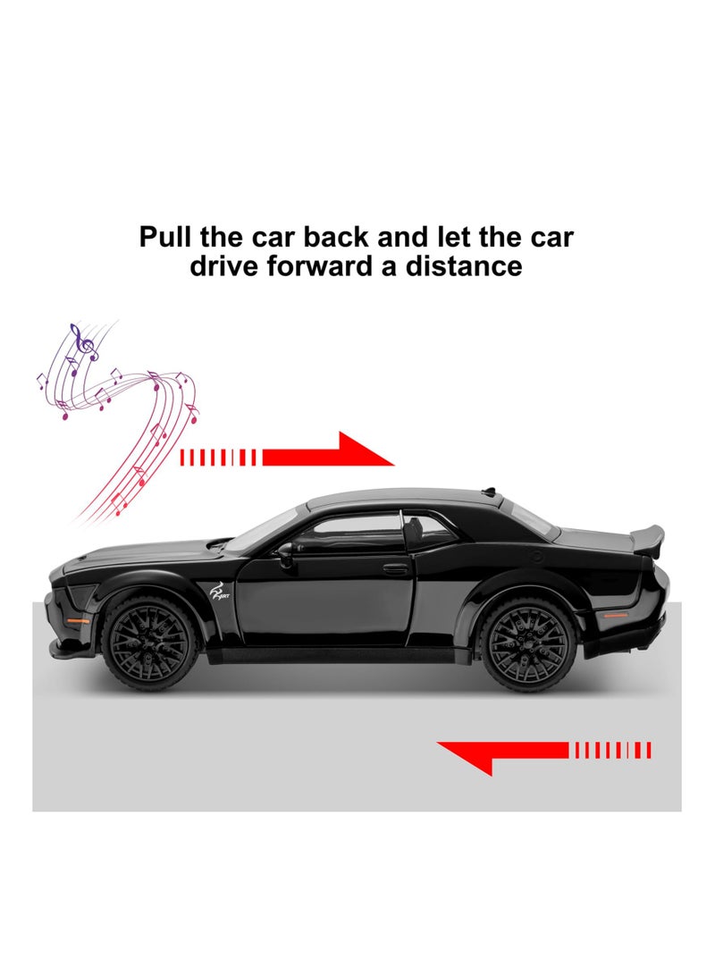 SYOSI Dodge Challenger Toy Hellcat Toy Car for 1: 32 Scale, Realistic Model Car Die Cast Hellcat Pull Back Car with Sound and Light Die-Cast Metal Car Diecast Muscle Car for Office Desk Decor - Image 5