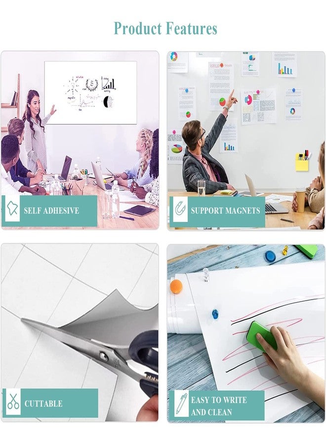Warasee White Board Adhesive Contact Paper, 24" x 36" Stick on Magnetic Whiteboard Roll, Dry Erase Board for Wall, Easy to Write and Clean Magnetic Board for Kids, Office, Home, with Marker, Eraser - Image 3