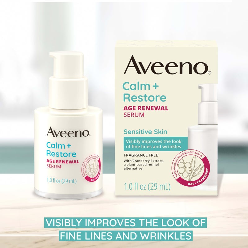 Aveeno Calm + Restore Age Renewal Anti-Aging Eye Gel, Under Eye Cream with Nourishing Oat & Cranberry Extract Visibly Improves the Look of Wrinkles & Crow's Feet, Fragrance Free, 0.5 oz - Image 2