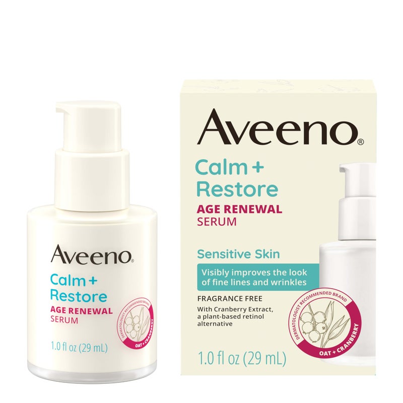 Aveeno Calm + Restore Age Renewal Anti-Aging Eye Gel, Under Eye Cream with Nourishing Oat & Cranberry Extract Visibly Improves the Look of Wrinkles & Crow's Feet, Fragrance Free, 0.5 oz - Image 1