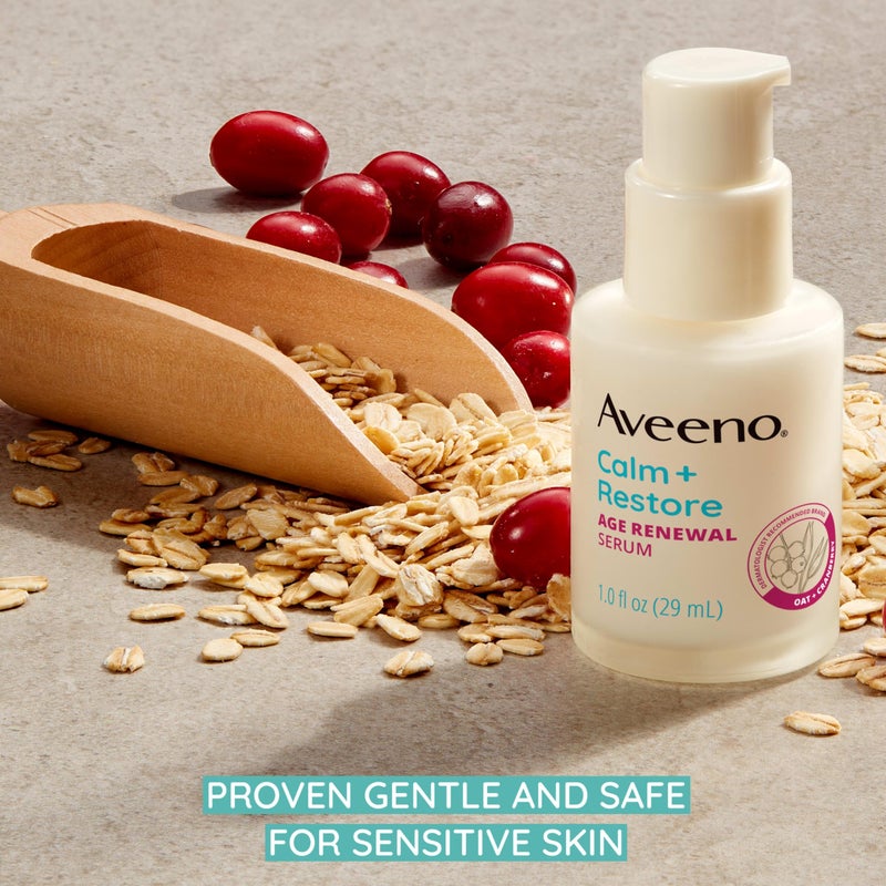 Aveeno Calm + Restore Age Renewal Anti-Aging Eye Gel, Under Eye Cream with Nourishing Oat & Cranberry Extract Visibly Improves the Look of Wrinkles & Crow's Feet, Fragrance Free, 0.5 oz - Image 5