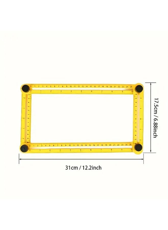 Yellow Multi Angle Ruler Dual Scale Inches Centimeters for Carpentry DIY - Image 4
