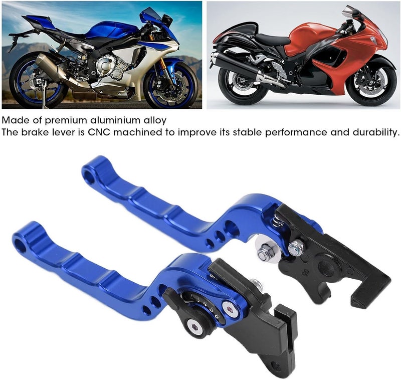 2PCS Universal Motorcycle Brake Clutch Levers,Aluminum Alloy Brake Lever Set with M8 Mounting Hole, Replacement Levers for Street Bike Dirt Bike Scooter (Blue) - Image 4