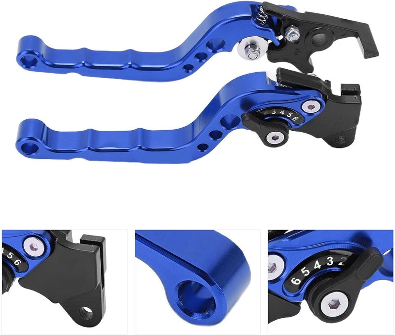 2PCS Universal Motorcycle Brake Clutch Levers,Aluminum Alloy Brake Lever Set with M8 Mounting Hole, Replacement Levers for Street Bike Dirt Bike Scooter (Blue) - Image 5