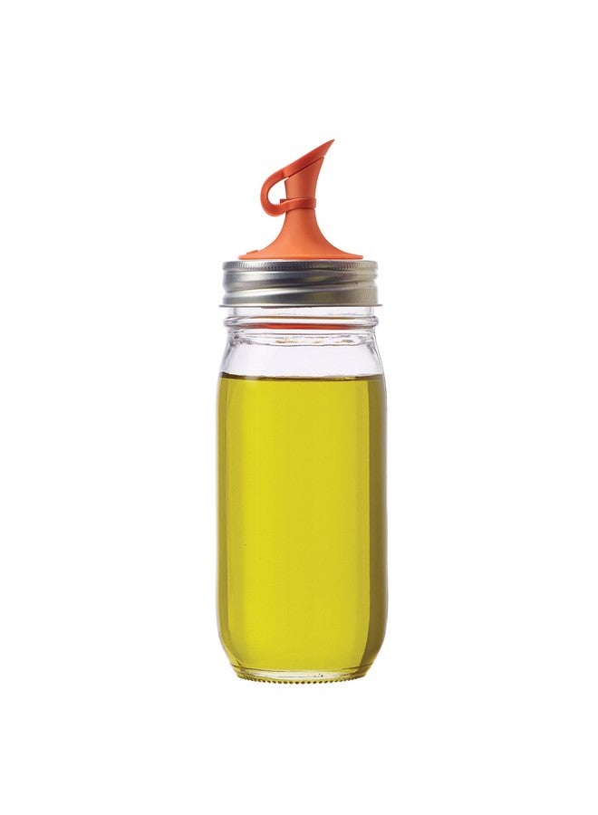Jarware Oil Cruet Lid for Regular Mouth Mason Jars, Orange - Image 1