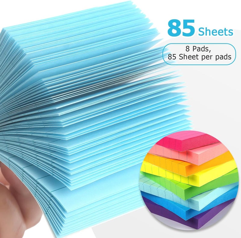 Eastern Wolf 8 Pads Lined Sticky Notes 3x3 Sticky Notes with Lines Self-Stick Note Pads 8 Bright Multi Colors, 85 Sheets/Pad - Image 4
