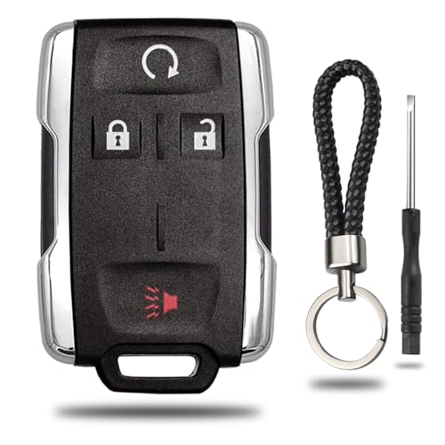 JJCHQ Key Fob Shell Case Replacement for Chevy Silverado Colorado GMC Sierra 1500 2500 3500 HD Canyon 2014 2015 2016 2017 2018 2019 2020 2021 M3N-32337100 4 Button Keyless Entry Remote Car Key Fob Cover - Image 1