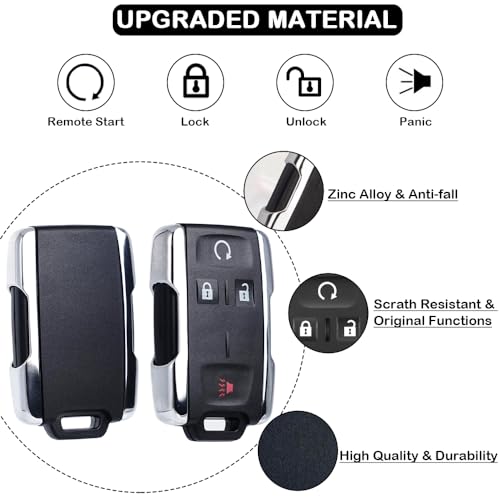 JJCHQ Key Fob Shell Case Replacement for Chevy Silverado Colorado GMC Sierra 1500 2500 3500 HD Canyon 2014 2015 2016 2017 2018 2019 2020 2021 M3N-32337100 4 Button Keyless Entry Remote Car Key Fob Cover - Image 5