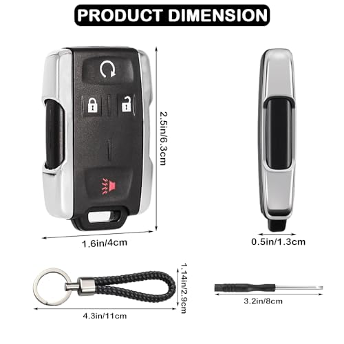 JJCHQ Key Fob Shell Case Replacement for Chevy Silverado Colorado GMC Sierra 1500 2500 3500 HD Canyon 2014 2015 2016 2017 2018 2019 2020 2021 M3N-32337100 4 Button Keyless Entry Remote Car Key Fob Cover - Image 4