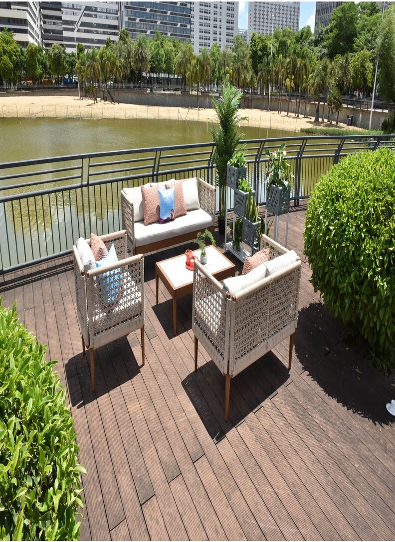 Swin Modern Aluminum Frame Hand Rope 6-Seater Outdoor Lounge Sofa Set with Table for Garden