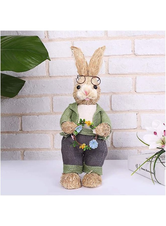 Cute Straw Rabbit Bunny Decorations Holiday Home Garden Wedding Ornament Photo Props Crafts - Image 2